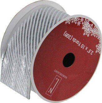 Northlight Club Pack of 12 Shiny Silver Striped Wired Christmas Craft Ribbon Spools 2.5