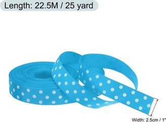 Unique Bargains Grosgrain Ribbons 25 Yards 1 Inch w White Dots Ribbon Bow Decoration