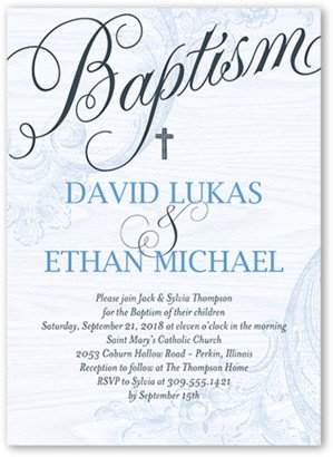 Baptism Invitations: Bonded Christening Boy Baptism Invitation, Blue, Standard Smooth Cardstock, Square