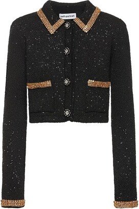 Embellished Knit Cropped Cardigan