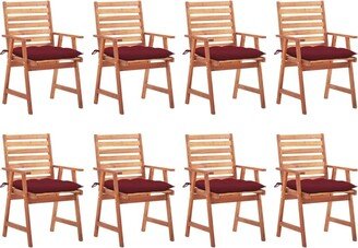 Patio Dining Chairs 8 pcs with Cushions Solid Acacia Wood - 22