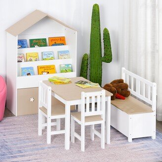 4-Piece Childrens Table Set with Kids Storage Bench