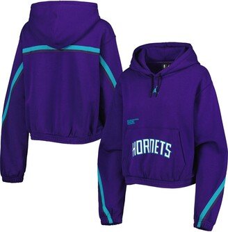 Women's Purple Charlotte Hornets Courtside Statement Edition Pullover Hoodie