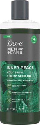 Dove Men+Care Inner Peace Holy Basil + Hemp Seed Oil Stress Relief Face + Body Wash - 18 fl oz