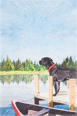 Dog Lake Pier Printed Flour Sack Kitchen Towel