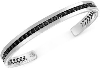 Black Spinel Cuff Bracelet in Sterling Silver