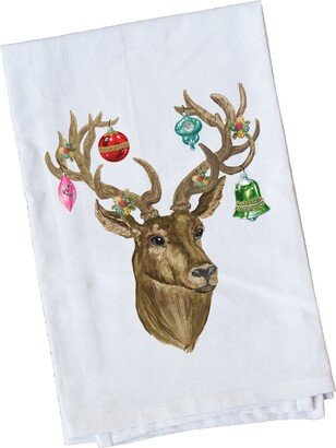stag With Ornaments | Decorative Christmas Flour Sack Towels Gifts Under 10