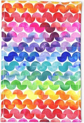 Rainbow Stripe Tea Towel - Watercolor By Krystinmann Split Polka Dots Colorful Pride Linen Cotton Canvas Spoonflower