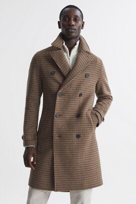 Modern Fit Wool Blend Double Breasted Dogtooth Coat