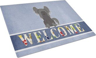 BB5693LCB Chinese Crested Black Welcome Glass Cutting Board