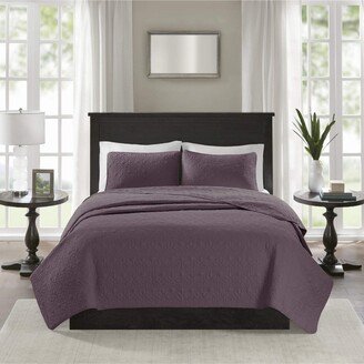 Gracie Mills Quebec Reversible Coverlet Set, Purple - Full/Queen