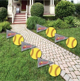 Big Dot Of Happiness Grand Slam - Fastpitch Softball - Lawn Decor - Outdoor Yard Decor - 10 Pc