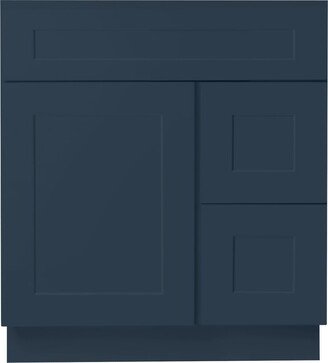 Bathroom Vanity 30 Inch, Navy Blue Shaker Vanity, With Drawers On The Right - 30In. Wide X 34.5In. High 21In. Deep