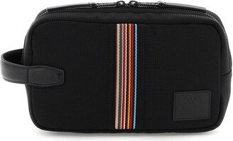 Nylon Beauty Case With Striped Trim