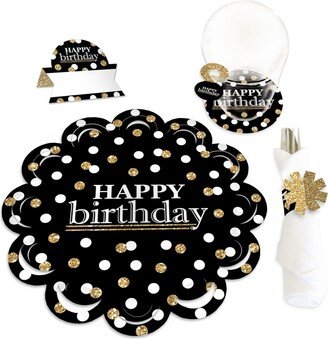 Big Dot Of Happiness Adult Happy Birthday Gold Party Paper Charger & Decor Chargerific Kit 8 Ct