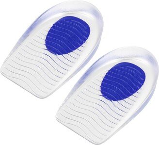 Unique Bargains Silicone Heel Support Cup Pads Orthotic Insole Plantar Care Heel Pads Ripple Pattern Size 33-39 Blue 2 Pcs