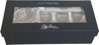 New Oleg Cassini Signed Crystal Napkin Rings Set Of 4 Faceted Modern Minimalist