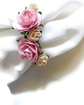 Mixed Rose Napkin Rings For Weddings, Bride Shower 5Pcs