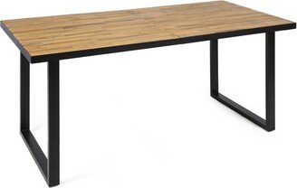 Kyston Rectangle Acacia & Iron Dining Table - Black/Teak