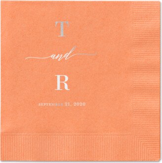 Wedding Napkins: Diamond Blossoms Napkin, Grey, Coral