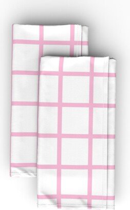 Cloth Napkins: Grid - Pink And White Cloth Napkin, Longleaf Sateen Grand, Pink