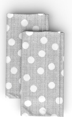 Cloth Napkins: Snowball Polka Dots - Gray Cloth Napkin, Longleaf Sateen Grand, Gray