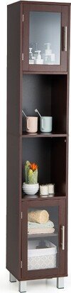 71'' Tall Tower Bathroom Storage Cabinet Organizer Display Shelves Bedroom Brown