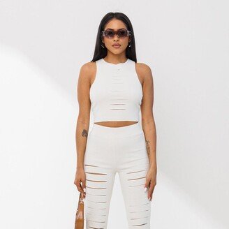 Personal Code Cutout Detail Crop Top Legging Set