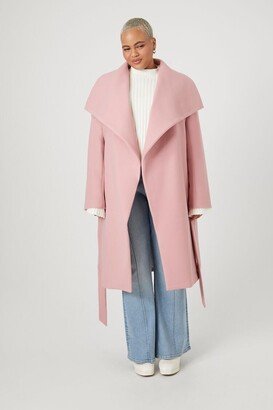 Women's Tie-Front Longline Coat in Pale Mauve, 0X