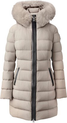 Calla Agile-360 Stretch Light Down Coat With Blue Fox Fur Collar