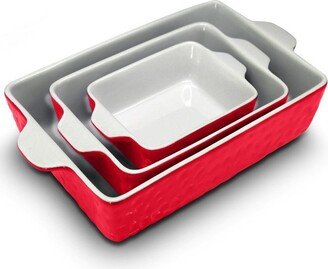 3Pcs. Nonstick Bakeware PFOA PFOS PTFE Tray Set w/Odor-Free Ceramic, 446°F Oven Microwave/Dishwasher Safe Rectangular Baking Pan