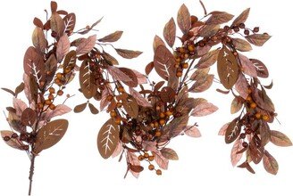 5' Artificial Light Brown Fall Berry and Wood Leaf Garland