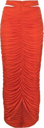 Farrah cut-out ruched maxi skirt