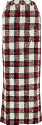 Tartan Checked High Waisted Maxi Pencil Skirt