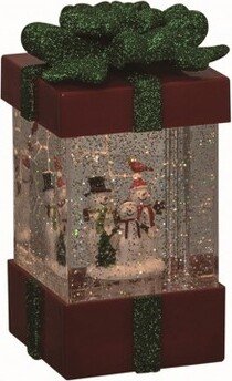 Artificial Multicolored Christmas Light Up Snowman Family Present Globe