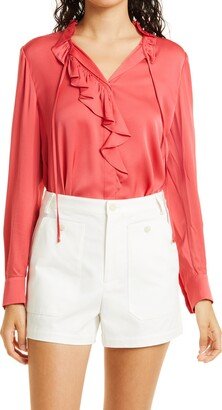 Maya Ruffle Trim Stretch Silk Blouse