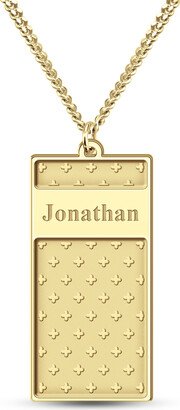 Men's Engravable Clover Pattern Dog Tag Pendant (1 Line)