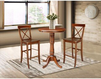 30 Round Pedestal Bar Height Table With 2 Barheight Stools