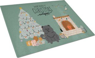 CK7706LCB Black Chow Chow Christmas Everyone Glass Cutting Board