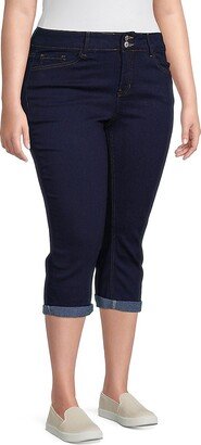 Gemma Rae Plus Mid Rise Roll Cuff Capri Jeans