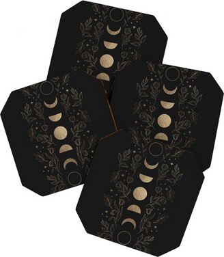 Emanuela Carratoni Gold Moon Phases Set of 4 Coasters