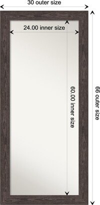 Non-Beveled Wood Full Length Floor Leaner Mirror 30 x 66 in. - Bridge Frame - 30 x 66 in