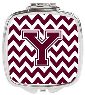 CJ1051-YSCM Letter Y Chevron Maroon & White Compact Mirror, 3 x 0.3 x 2.75 in.