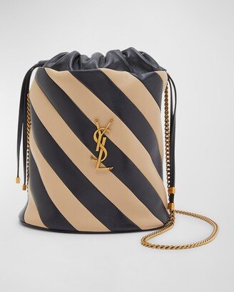 Alix Bicolor Stripe Leather Bucket Bag