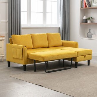 IGEMAN Modern Reversible Sectional Sleeper Sofa w/Storage Chaise,Mustard