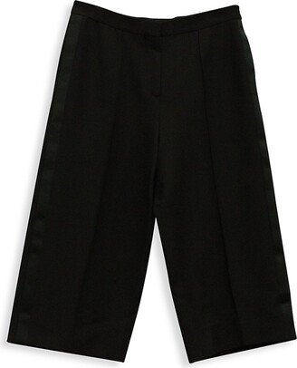 Cropped Wide Leg Pants In Black Wool