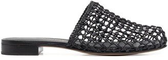 Woven-Design Leather Mules