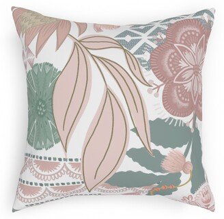 Outdoor Pillows: Boho Tropical Outdoor Pillow, 18X18, Single Sided, Multicolor