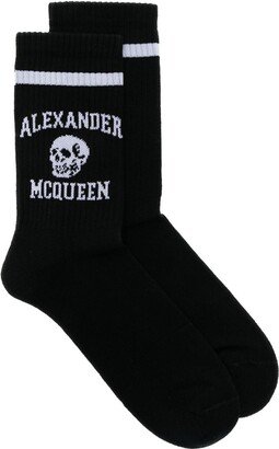 Logo-Intarsia Skull Socks-AA