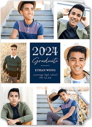 Graduation Announcements: Sophisticated Showcase Graduation Announcement, Blue, 5X7, Pearl Shimmer Cardstock, Ticket